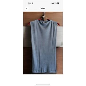 Anthro Michael Stars OS Tank‎ Top NWOT Metallic Blue/Gray Stretchy Cotton Blend